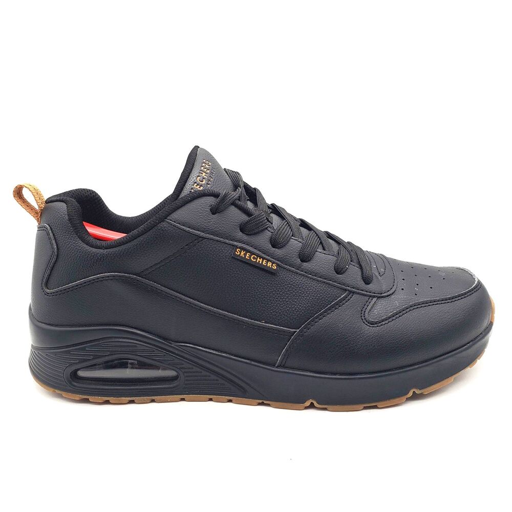 Skechers Uno Alder Black Gum Men's 12 Wide Casual Shoes Air Sneakers 183012 W